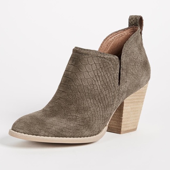 Jeffrey Campbell Rosalee Taupe Snake Embossed Leather Ankle Boots Size 8.5 - Picture 1 of 12